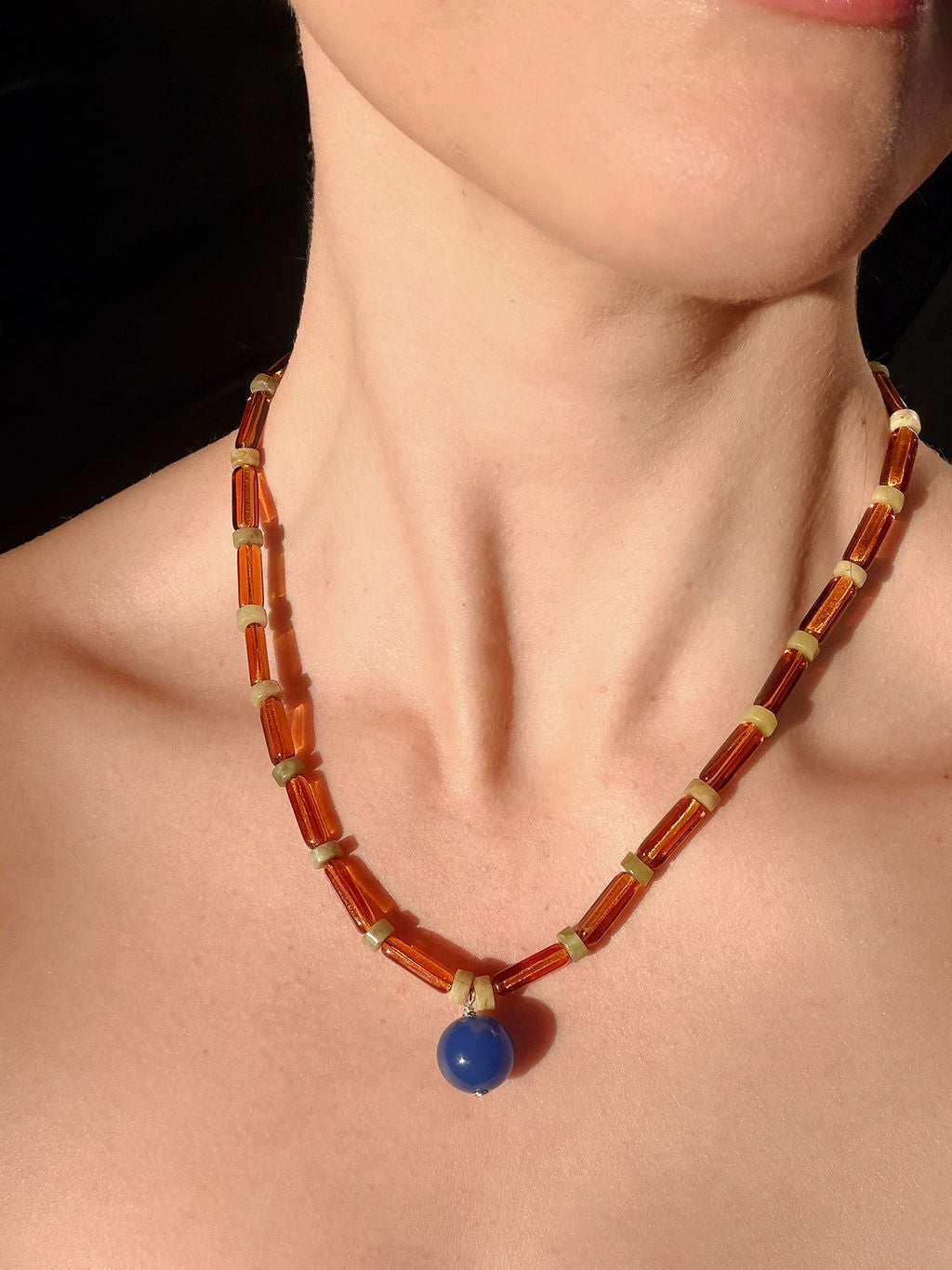 Czech glass & Lapis Necklace