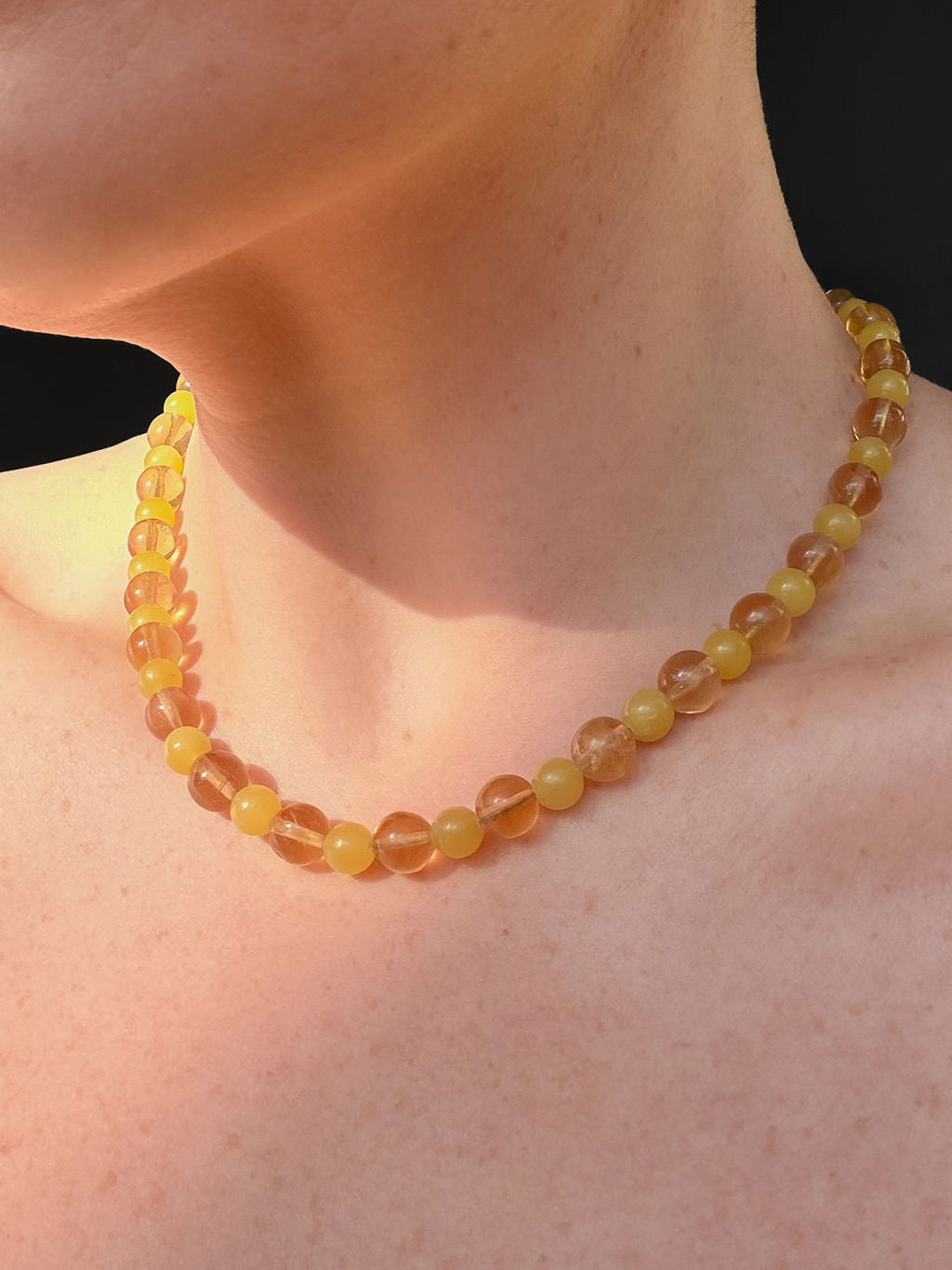 Olive Jade & Citrine Necklace