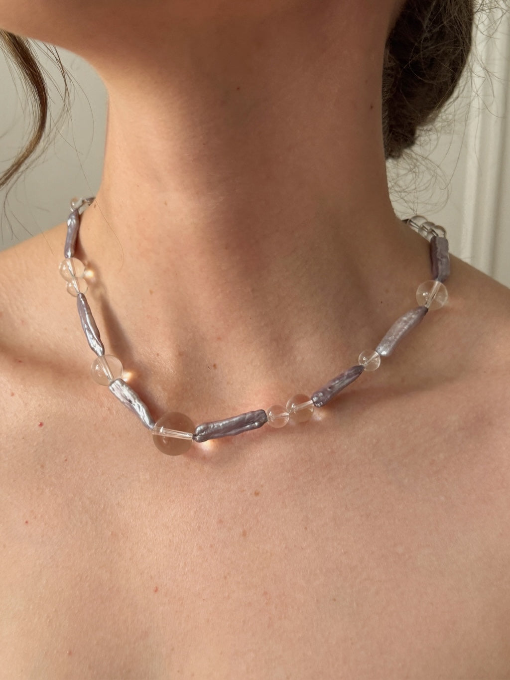 Purple Biwa Pearl Necklace