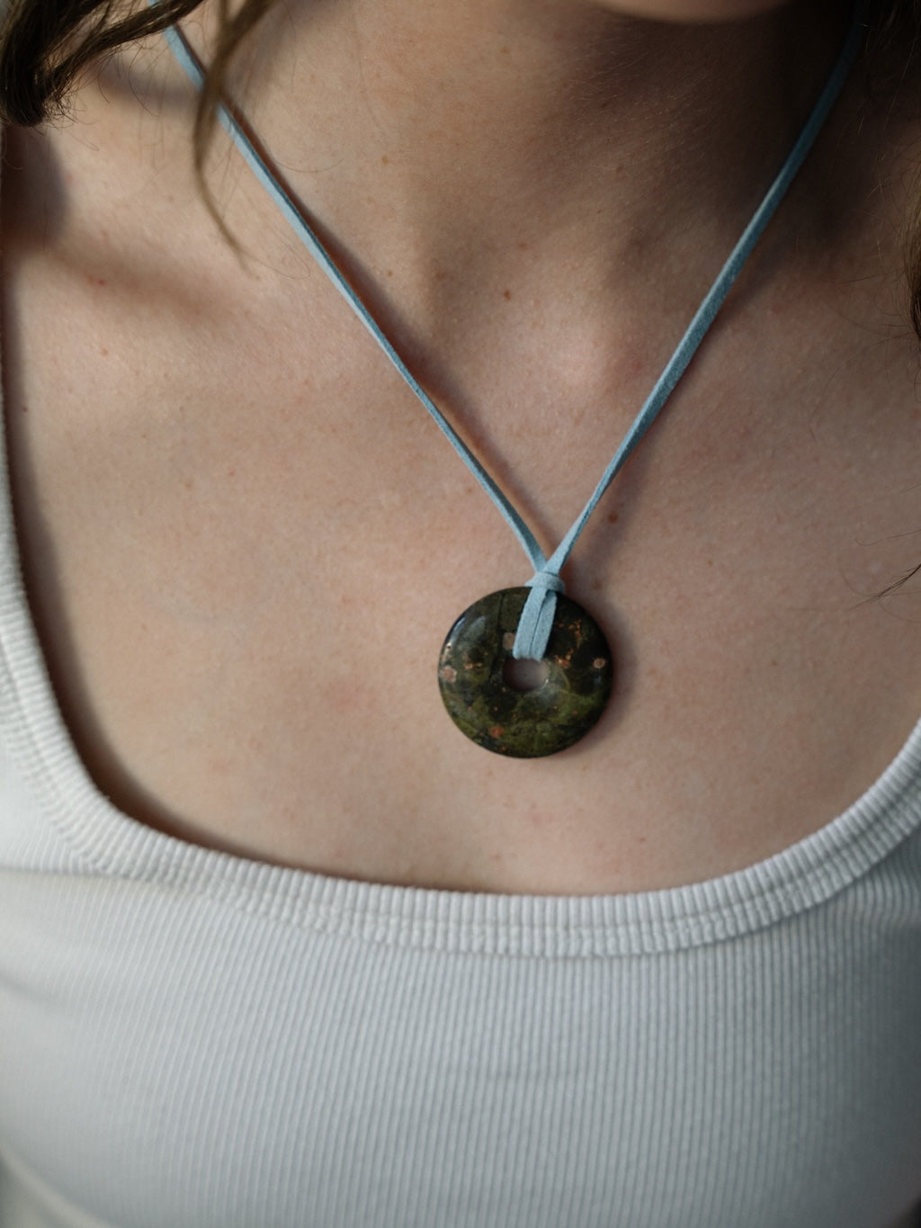 Blue Green Disk Necklace