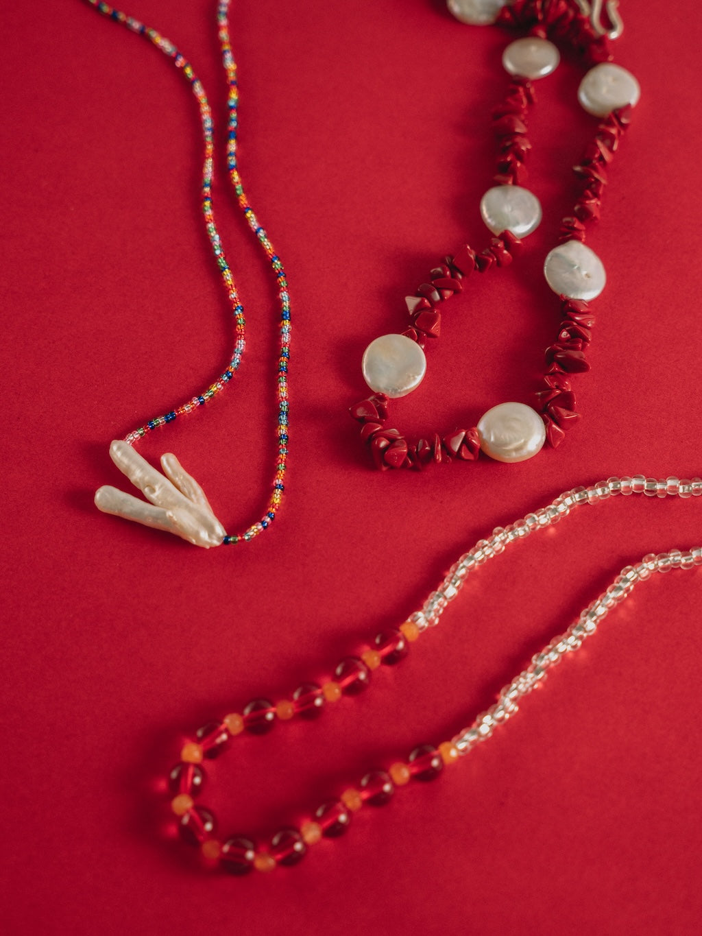 Orange Jade & Red Necklace