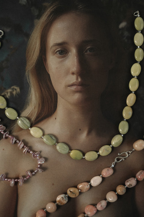 Butter Jade & Mirror Necklace