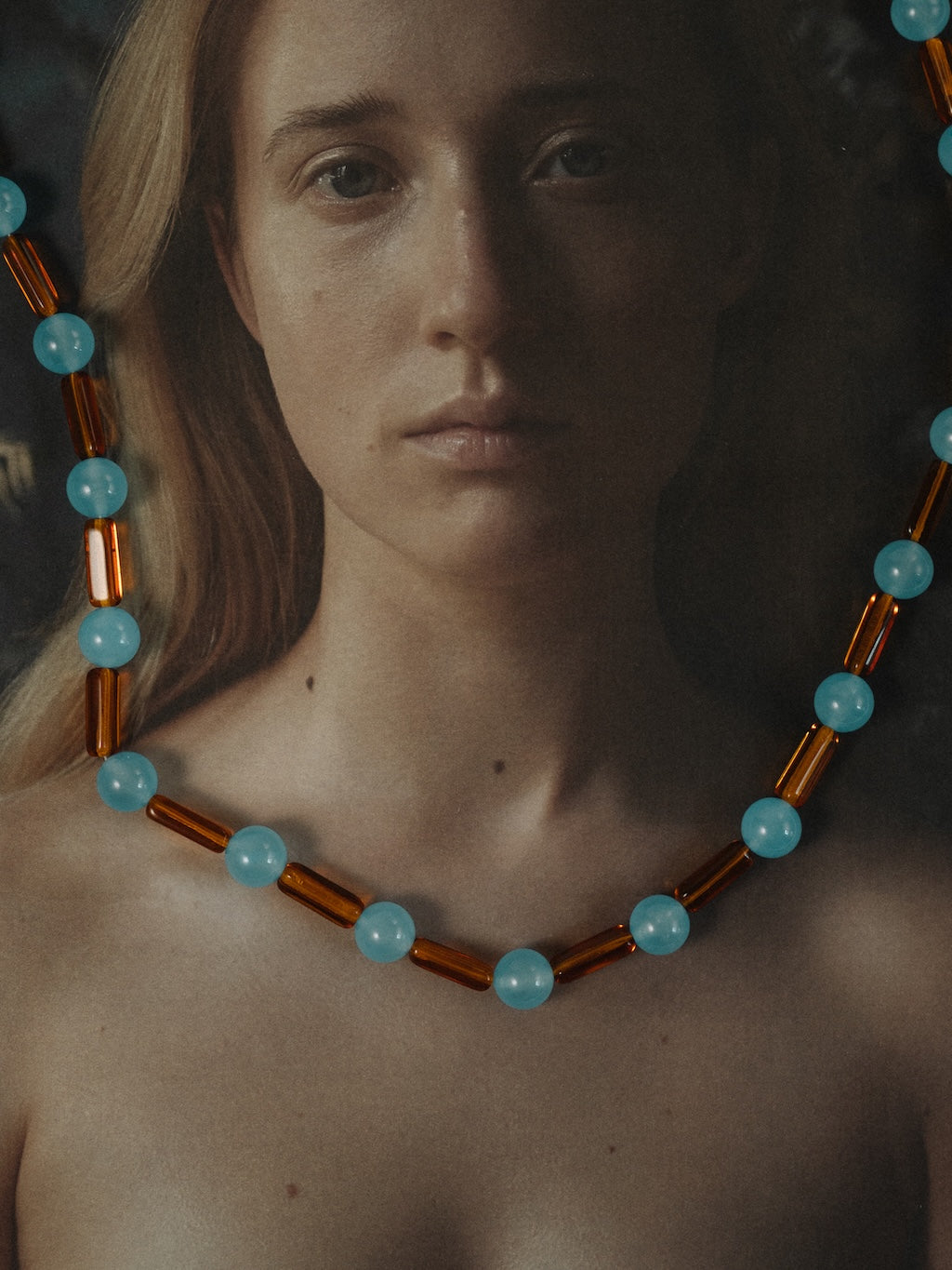 Cornflower & Coffee Necklace