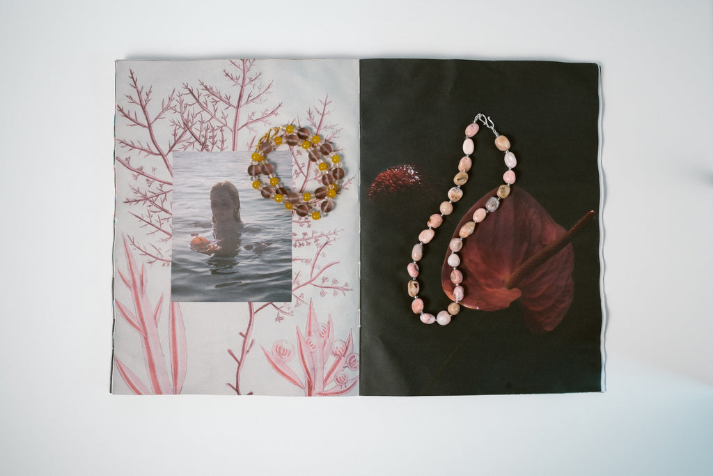 Yellow Agate & Pink Necklace